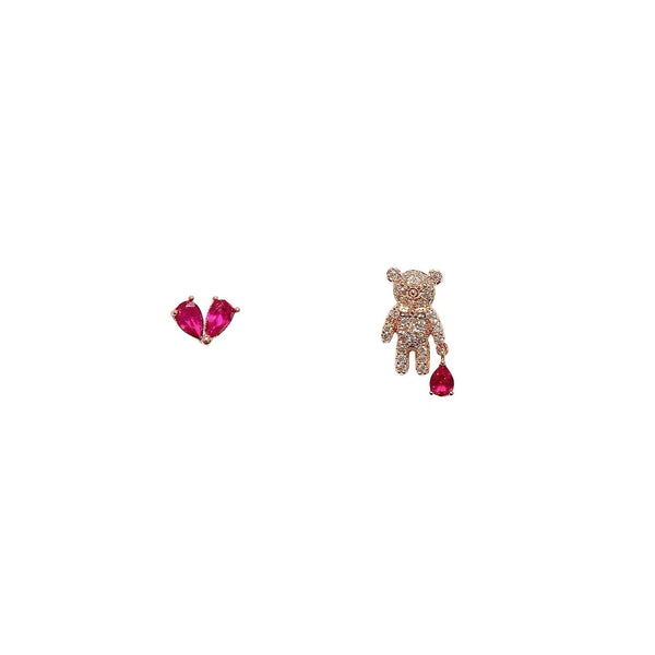 Heart and Bear Stud Earrings