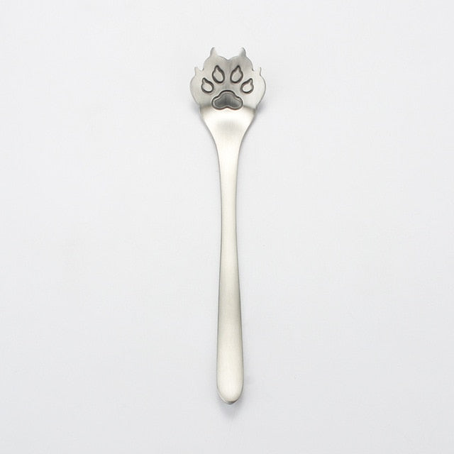 Cute Cat Paw Dog Paw Long Handle Spoon Coffee Spoon Long Stirring Spoon  Dessert Spoons Tea Spoons Stainless Steel Spoons Cat Spoon Mini Metal  Spoons Small Spoons Dog Spoon Funny Gifts Gift